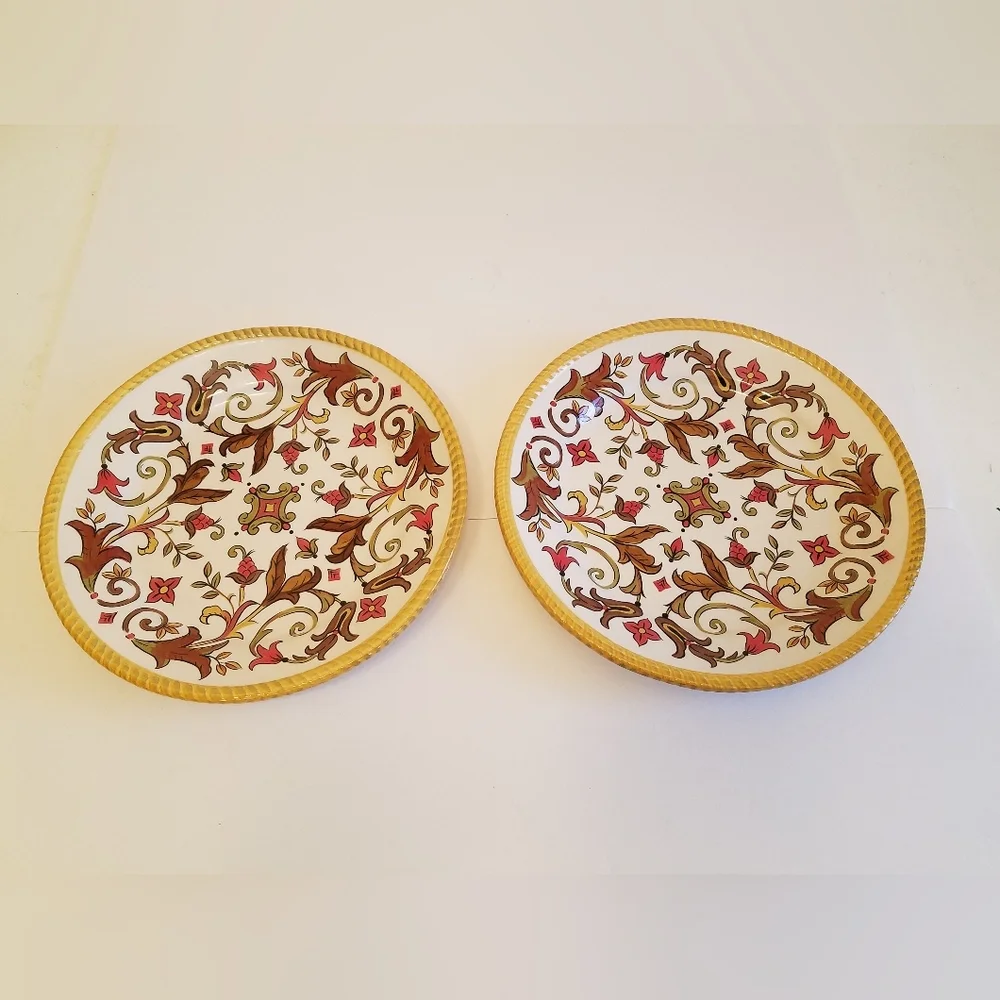 Set of 2 Pier 1 Oralia Earthenware Dinner Plates Floral